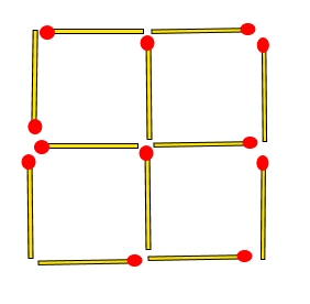 マッチ棒クイズ 5つの正方形